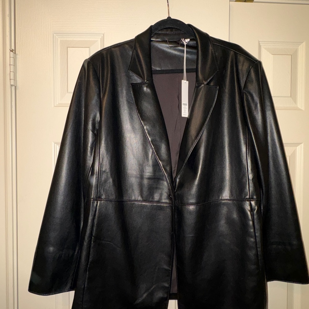 Chico’s Black Faux Leather Blazer